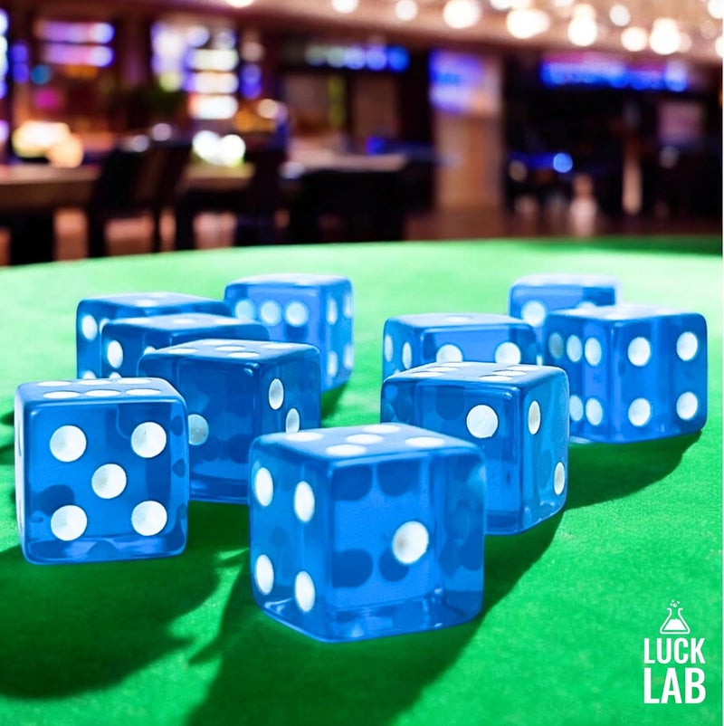 Luck Lab 10 Piece 19 mm Dice Pack - Acrylic and Translucent D6 Dice, Square w/Rounded Edge for Casino, Craps, RPG MTG DND Dice Table Games and Board Games (Light Blue) - Image 5